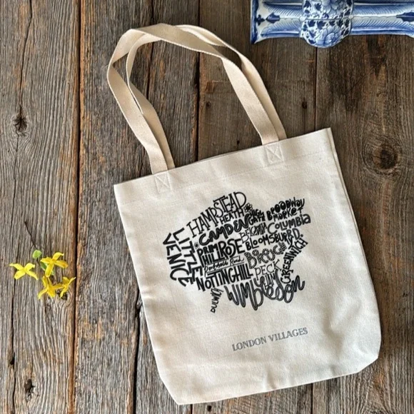 Canvas London Villages Tote Bag & London Red Bus Tea Towel - Picture 3 of 9